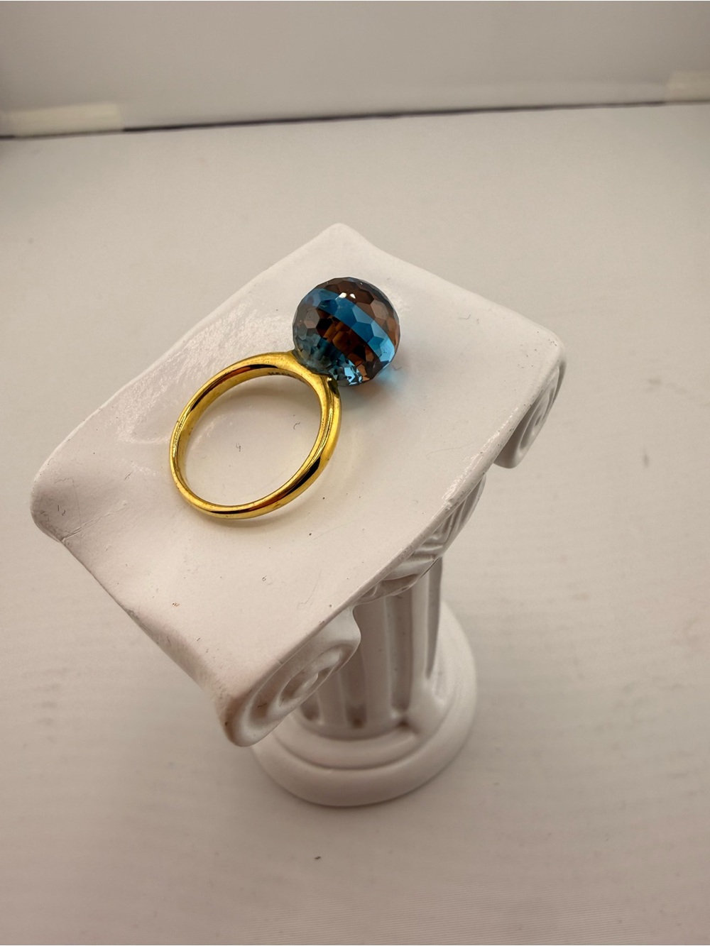 Henri Bendel Gold-Plated Ring with Faceted Blue-brown Glass Bead - Picture 3 of 6